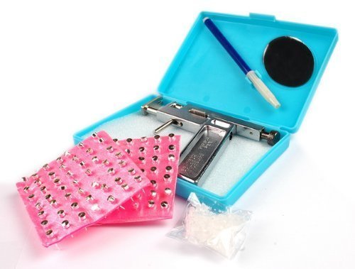 UZZO™Professtional Pro Steel Body Piercing Gun Piercing tool Ear Nose Navel Body piercing gun Tool Kit, 49 Pairs Studs Machine Kit Set,Easy to use With 1Free UZZO Logo Keyring