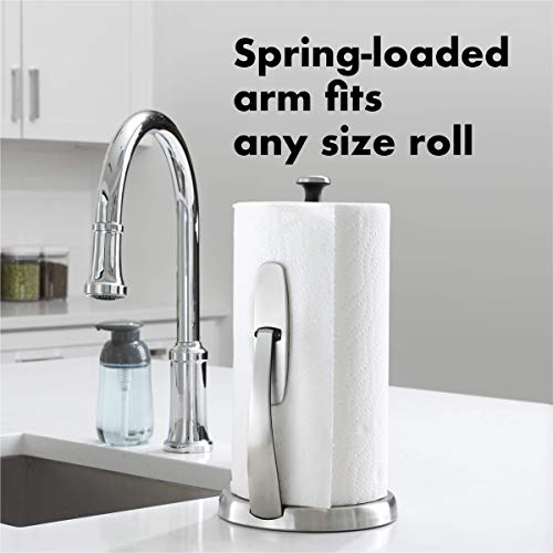 OXO Good Grips SimplyTear Standing Paper Towel Holder, Brushed Stainless Steel Buy Online in