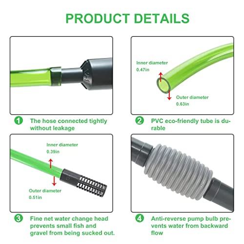 boxtech Fish Tank Water Change, Aquarium Vacuum Siphon Water Changer Pump Sand Cleaner for Aquarium Water Filter