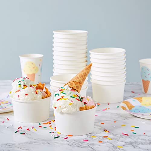 Stockroom Plus 200 Pack White Paper Ice Cream Cups for Sundaes and