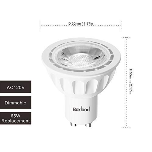 GU10 LED Bulbs Soft White 2700K, 6.5W 550LM 65W Equivalent, 120V, 40° Beam Angle LED Spotlight Recessed Lighting GU10 Track Lighting by Boxlood (6 Pack, Dimmable)