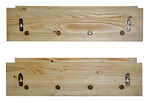 Spiretro Set of 2 Wall Mounted Torched Wood Floating Shelves & Ledge, Coat Hat Rack with Black Metal Pegs Hook to Organizer, Storage, Decorative for Entryway, Hallway, Bedroom, Natural Beige - Thumbnail 6