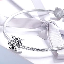 925 Sterling Silver Letter K Charms for Pandora