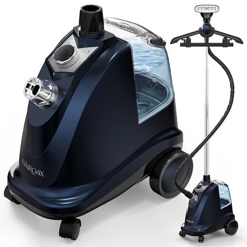 EVAIROAX 2200W Professional Standing Garment Steamer for Clothes, 90 Mins of Continuous Powerful Steam with 3L Water Tank, Pants Clip & Children's Clothing Hanger 998S Royal Blue