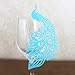 Tinksky 50pcs Wine Glass Table Name Place Card Peacock Design Wedding Party Anniversary Engagement Festival Home Decoration (Blue)