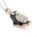Spinningdaisy Silver Plated Round Body Cute Black Penguin Necklace
