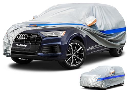 Holthly Car Cover SUV Outdoor Waterproof, Car Cover 4x4 10 Layers, Car Cover Sunscreen, Layer for Car Suitable for Audi Q7, BMW X5, Mercedes GLE, Porsche Cayenne etc. YXL
