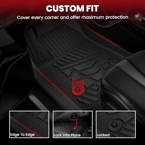 LASFIT Floor Mats for 2019-2026 2025 Ram 2500/3500 Crew Cab Bucket Seat for Carpet & Vinyl Floor (NOT fit Model with PTO Kit), All Weather TPE Custom Fit Car Mats Floor Liners 1st & 2nd Row, Black