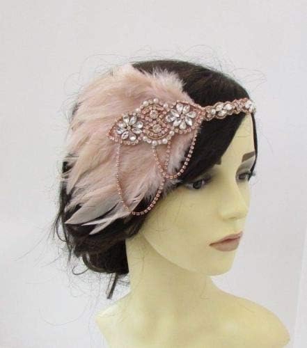 Nude Rose Gold Silver Ivory Pearl 1920s Flapper Headband Headpiece Gatsby 6248 (ivory)