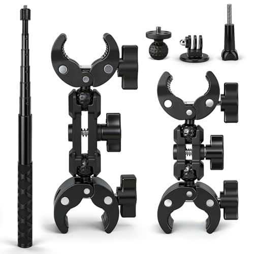 Motorcycle Mount for Insta360 X5 X4, Bike Handlebar Mount Kit with Invisible Selfie Stick 120cm and Dual Clamp Accessory for Insta 360 X5 X4 X3 ONE X2 GoPro Hero 13 12 DJI Osmo Pocket 3