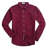 MiCotton Men's Solid Color Oxford Long Sleeve Button Down Casual Shirt