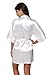 The Bund Womens Pure Colour Short Kimono Robes with Oblique V-Neck White Small