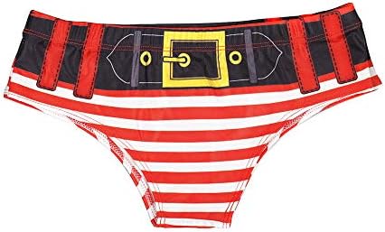 Christmas Girls Underwear Celendi Women's Stripe Christmas Theme Print Belt Panty