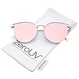 zeroUV - Women's Metal Frame Arrow Temples Colored Mirror Flat Lens Cat Eye Sunglasses 58mm