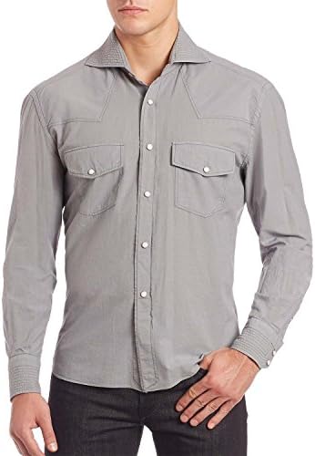 EIDOS NAPOLI by isaia Sergio Grey Long Sleeve Casual Shirt 16.5 42 Regular 42R