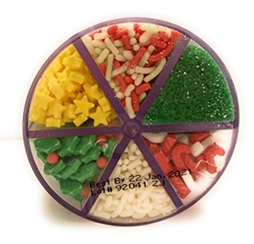 Bakers Corner Assorted Holiday Sprinkles for Christmas Cookie and all Baking Decorating 6 Cell Jar 6.7 oz