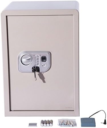 Large Gray Biometric Fingerprint Digital Safe Box Electronic Keypad Lock And Keys Home And Office Security Cash Money Jewelry Gun Book Paper Documents Deposit Box Heavy Duty Steel Construction