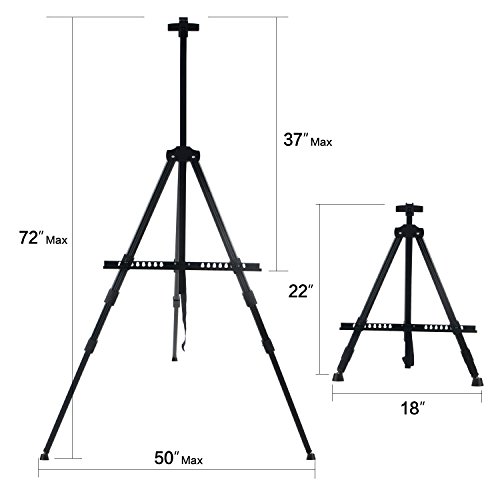 image for T-Sign 72'' Tall Display Easel Stand, Aluminum Metal Tripod Art Easel 