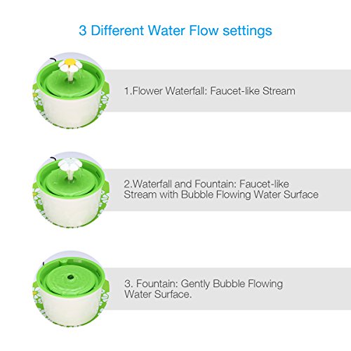 Cat Fountain Happypapa Flower Fountain Ultra Quiet Drinking Pet Fountain Encourages Cats and Dogs to Drink More to Stay Healthy and Hygienic(With 1x Flower, 2 Carborn Filter, 1 Mat)