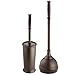 mDesign Bathroom Toilet Bowl Brush and Plunger - Set of 2, Bronze