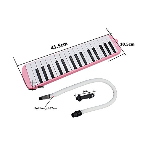 WINGONEER Portable 32 Key Melodica Student Harmonica with Bag - Pink - Thumbnail 2