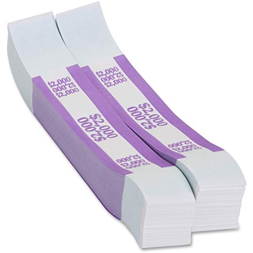 Coin-Tainer Currency Straps, Violet, 2,000, Pack of 1,000