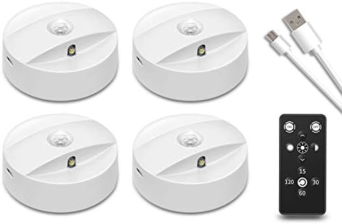 Under Cupboard Lights USB Rechargeable LED Closet Light Anbock Remote Night Light Mini Under Cabinet Lights 4 Pack Under Counter Lighting Stick-on Stairs Step Light Bar Portable Built in Magnet