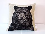 Decorbox Cotton Linen Square Throw Pillow Case Decorative Cushion Cover Pillowcase for Sofa Animal Black Bear 18 