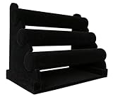 Sodynee Velvet Triple Tier Necklace Jewelry Bangle Bracelet Organizer Holder Display Stand, Black