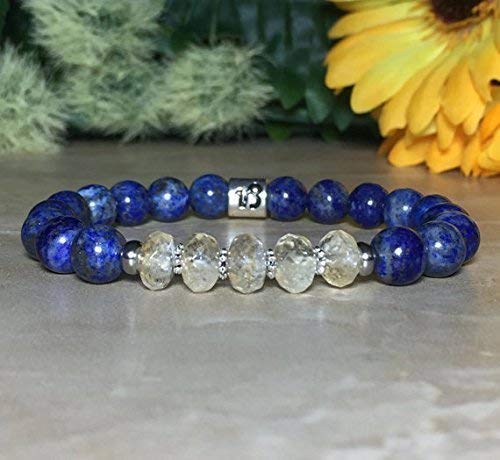 Womens Capricorn Zodiac Gemstone Bracelet Lapis Lazuli Bracelet