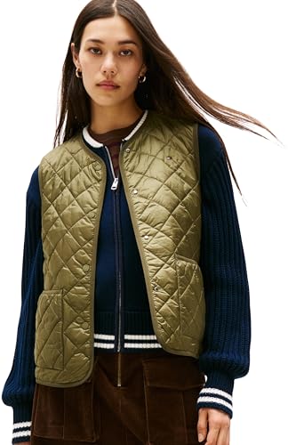 Tommy Hilfiger Women’s Quilted Gilet, Green (Utility Olive), XL