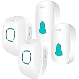 Wireless Doorbell, Anko Reaches 1000 Feet Distance Portable Operating Radio Range with 36 Chime Kit (2 Push Remote Button Transmitter+2 Receiver ,No Batteries Required for Receiver ,White)