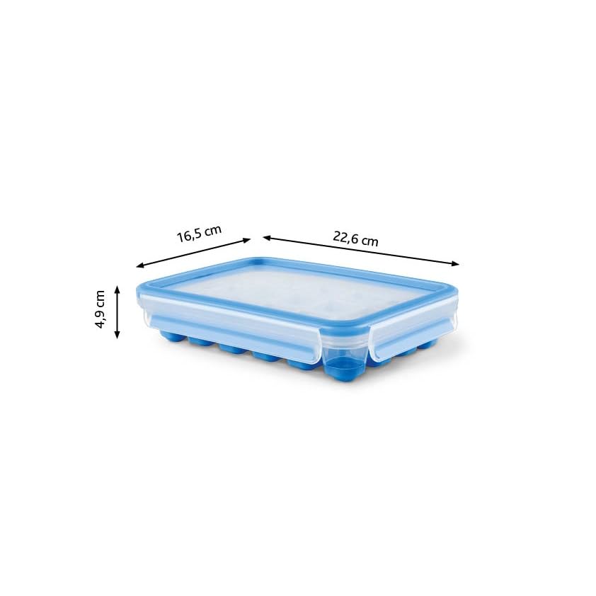 EMSA Clip & Close Frischhaltedose, Eiswürfelform, 22,6 x 16,5 x 4,9 cm, flexibler Boden, Aufbewahrungsbox, 100 Prozent dicht, spülmaschinen-, gefrier-, mikrowellenfest, Blau, Made in Germany, 514549 3