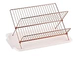 Deluxe Chrome-plated Steel Foldable X Shape 2-tier Shelf Small Dish Drainers with Drainboard (Copper)