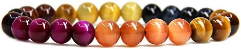 Amandastone Natural Gemstone 8mm Round Beads Stretch Bracelet 7 Inch