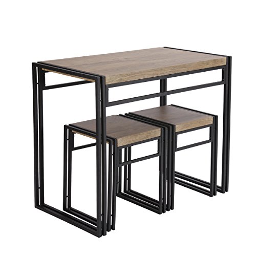 FIVEGIVEN Dining Table Set for 2, 3 Piece Bistro Table Set with Chairs for Kitchen/Dining Room, Rus