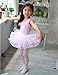 CM-CG Little Girls' Short Sleeve Tiered Tutu Ballet Party Dresses 4-5Y, Pink