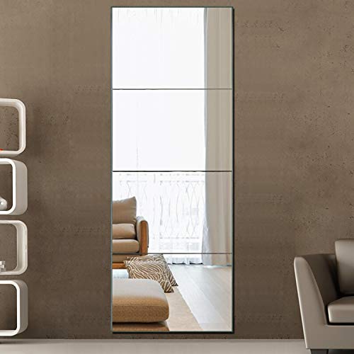 PexFix Full Length Mirror Frameless Mirror, 12inch X 16inch Wall Mirror 4-Piece Set Free Combination Rectangular Glass Flat Mirror Tiles Decoration Mirrors for Bathroom, Livingroom or Bedroom - Thumbnail 7