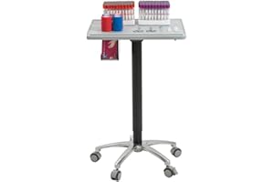 Carenovo Mobile Height Adjustable Phlebotomy Cart Work Station with Gloves Case for Blood Drawing Chair (Blue)