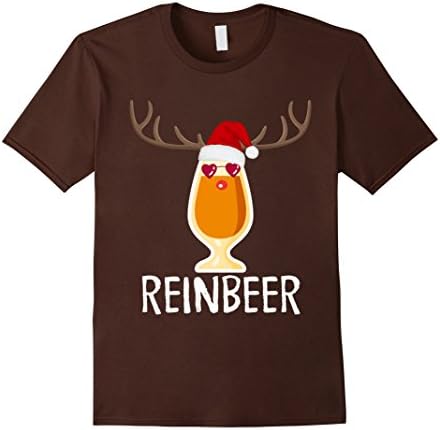 Mens Reinbeer T-Shirt Funny Christmas Gift For Beer Lovers TShirt 2XL Brown