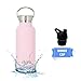 MIRA 17 Oz Stainless Steel Vacuum Insulated Water Bottle | Thermos Keeps Drink Cold for 24 hours & Hot for 12 hours, Doesn't Sweat | Large Powder Coated Sports Flask with 2 Lids | Rose Pink