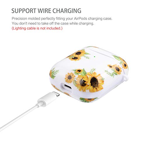 Cutebricase AirPods Case Silicone Protective Cover for Apple AirPods 2 & 1 Compatible with Wireless Charging(Sunflower)