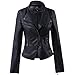 LLF Women's Faux Leather Stand-up Collar Moto Biker Short Jacket,Cropped Jacket