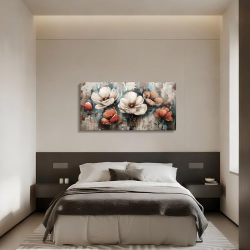 JHHUAMO Modern Living Room Decoration Paintings, Large Canvas for Pictures, Vintage Floral Decorative Canvas for Bedrooms, Office, Room, Hallway, 59 x 119 cm