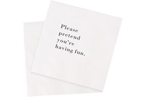 VOWFOO Funny Cocktail Napkins 100Pcs Please Pretend You're Having Fun Paper Napkins for Family Gatherings Wedding Birthday Re