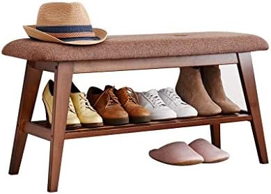 DNSJB Wood Shoe Rack Bench, Entryway Fabric Shoe Rack Storage Organizer For Hallway Entryway, Closet, Bedroom, Etc Perfect Bench Seat Storage (Color : Brown, Size : Long 90cm)