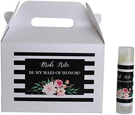 Will You Be My Maid of Honor Gift Box Includes 1 Custom Mini Gable Box and 1 Matching Lip Balm by The French Concept