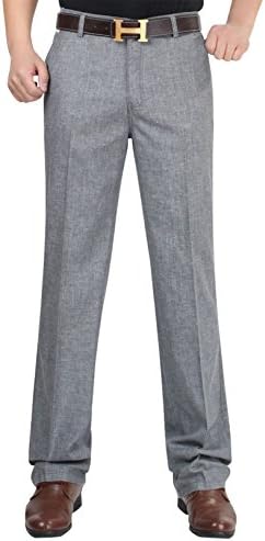 Men Linen Casual Loose Formal Regular Fit Style Trousers,C05,36