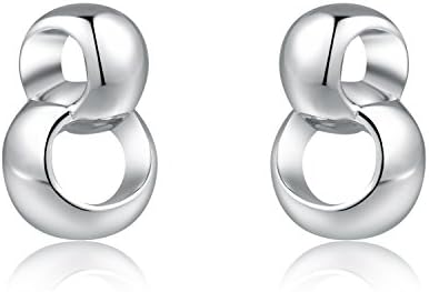 LR Accessory 925 Sterling Silver Interlocking Rings Infinity Stud Earrings
