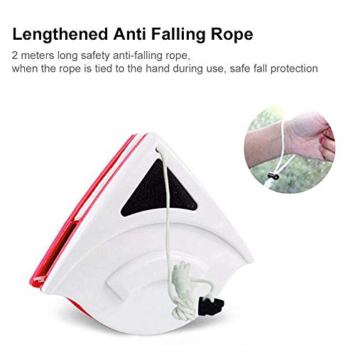 Magnetic Window Cleaner Double Side Glass Cleaning Brush Glass Wiper Squeegee Cleaning Tool with Anti-Falling Rope for High-Rise Double Glazed Windows with 15-24mm Thickness
